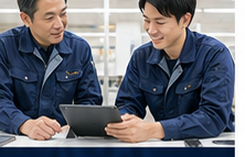 先輩社員と相談する若手社員