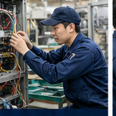 制御盤を確認する社員
